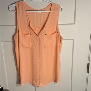 Maurices Peach Sleeveless V-Neck Pocket Blouse